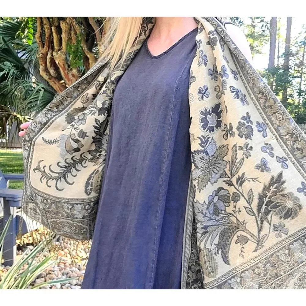 Reversible floral pashmina style scarf/wrap